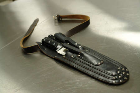 Set of professional kitchen knivesの写真素材