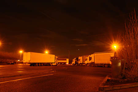 Cargo Trucks at nightの写真素材