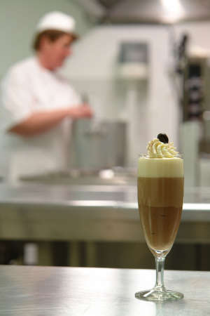 Delicious chocolate mousse dessert with three flavors