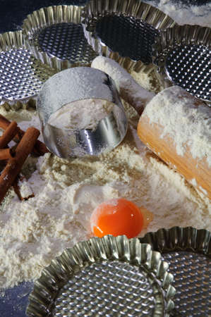 Baking ingredients and utensils for a delicious dessert cake or cookiesの写真素材