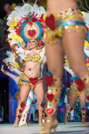 TENERIFE, JANUARY 30: Group in The carnival the Santa Cruz de Tenerife, during different contests of Carnival groups. JANUARY 30, 2016, Tenerife (Canary Islands) Spain.のeditorial素材