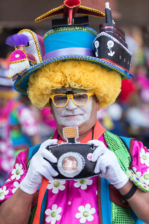 TENERIFE, FEBRUARY 9: Gruup in The Carnival in Santa Cruz de Tenerife, during different contests of Carnival groups. FEBRUARY 9, 2016, Tenerife (Canary Islands) Spain.のeditorial素材