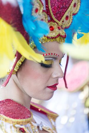 TENERIFE, FEBRUARY 9: Gruup in The Carnival in Santa Cruz de Tenerife, during different contests of...