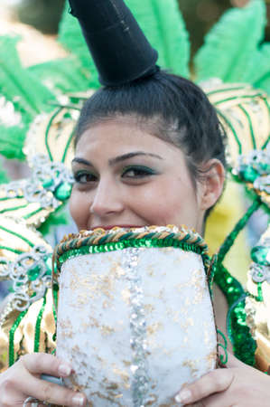 TENERIFE, FEBRUARY 9: Group in The Carnival in Santa Cruz de Tenerife, during different contests of...