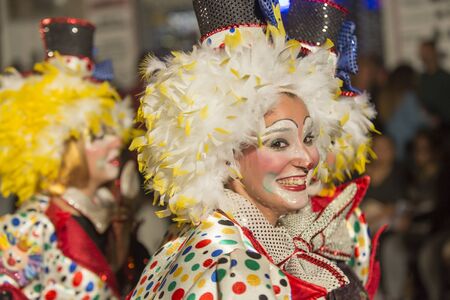 TENERIFE, FEBRUARY 9: Group in The Carnival in Santa Cruz de Tenerife, during different contests of Carnival Groups. February 9, 2016 Tenerife (Canary Islands) Spain.のeditorial素材