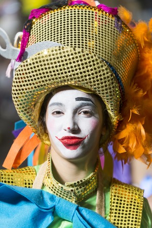 TENERIFE, FEBRUARY 9: Group in The Carnival in Santa Cruz de Tenerife, during different contests of Carnival Groups. February 9, 2016 Tenerife (Canary Islands) Spain.のeditorial素材