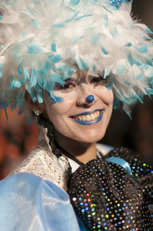TENERIFE, FEBRUARY 9: Group in The Carnival in Santa Cruz de Tenerife, during different contests of Carnival Groups. February 9, 2016 Tenerife (Canary Islands) Spain.のeditorial素材
