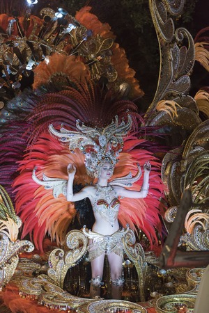 TENERIFE, FEBRUARY 25: Carnival groups and costumed characters, parade through the streets of the city. FEBRUARY 25, Tenerife (Canary Islands) Spain.のeditorial素材