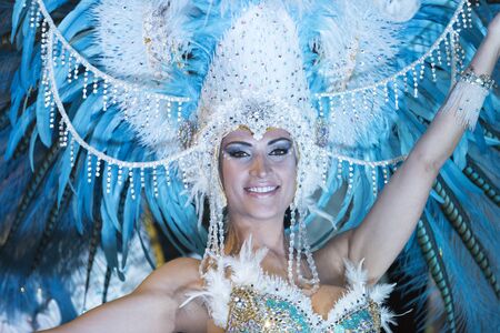 TENERIFE, FEBRUARY 25: Carnival groups and costumed characters, parade through the streets of the city. FEBRUARY 25, Tenerife (Canary Islands) Spain.のeditorial素材