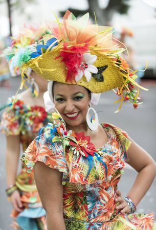 TENERIFE, FEBRUARY 28: Groups in the Carnival the Santa Cruz de Tenerife during different contests and grand parade of carnival groups FEBRUARY 28, 2017 Tenerife (Canary Islands) Spainのeditorial素材