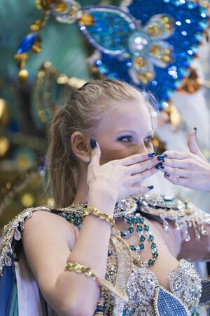 TENERIFE, FEBRUARY 28: Groups in the Carnival the Santa Cruz de Tenerife during different contests and grand parade of carnival groups FEBRUARY 28, 2017 Tenerife (Canary Islands) Spainのeditorial素材