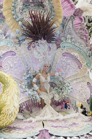 TENERIFE, FEBRUARY 28: Groups in the Carnival the Santa Cruz de Tenerife during different contests and grand parade of carnival groups FEBRUARY 28, 2017 Tenerife (Canary Islands) Spainのeditorial素材