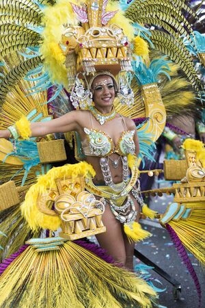 TENERIFE, FEBRUARY 28: Groups in the Carnival the Santa Cruz de Tenerife during different contests and grand parade of carnival groups FEBRUARY 28, 2017 Tenerife (Canary Islands) Spainのeditorial素材