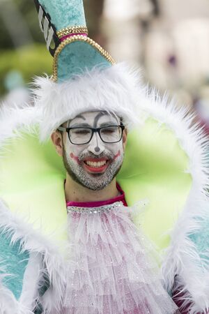 TENERIFE, FEBRUARY 28: Groups in the Carnival the Santa Cruz de Tenerife during different contests and grand parade of carnival groups FEBRUARY 28, 2017 Tenerife (Canary Islands) Spainのeditorial素材