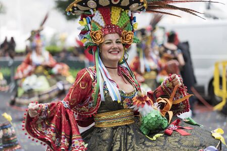 TENERIFE, FEBRUARY 28: Groups in the Carnival the Santa Cruz de Tenerife during different contests...