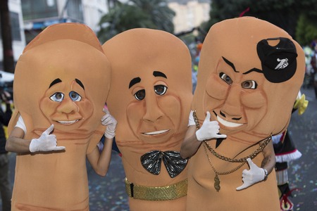 TENERIFE, FEBRUARY 28: Groups in the Carnival the Santa Cruz de Tenerife during different contests and grand parade of carnival groups FEBRUARY 28, 2017 Tenerife (Canary Islands) Spainのeditorial素材