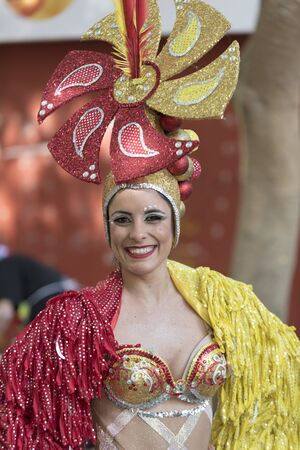 TENERIFE, MARCH 05: Carnival of day, the groups meet with the  people. fun and colorful in the...