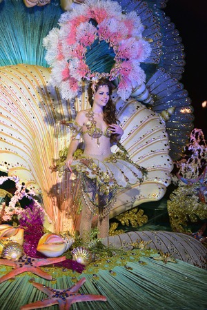 TENERIFE, FEBRUARY 10: Group in The Carnival in Santa Cruz de Tenerife, during different contests of Carnival Groups. February 10, 2018 Tenerife (Canary Islands) Spain.のeditorial素材