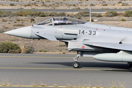 GRAN CANARIA, SPAIN-OCT 28, 2019: Celebration of the Ocean Sky military maneuvers, with the...