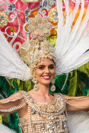 TENERIFE, SPAIN - FEBRUARY 22, 2020: Carnival Festival in the streets of Santa Cruz de Tenerife. February 22, 2020のeditorial素材