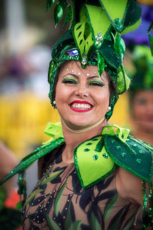 TENERIFE, SPAIN - FEBRUARY 22, 2020: Carnival Festival in the streets of Santa Cruz de Tenerife. February 22, 2020のeditorial素材
