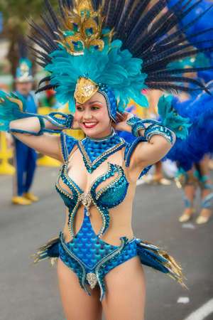 TENERIFE, SPAIN - FEBRUARY 22, 2020: Carnival Festival in the streets of Santa Cruz de Tenerife. February 22, 2020のeditorial素材
