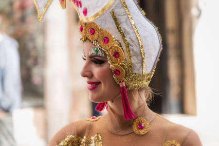 TENERIFE, SPAIN - FEBRUARY 22, 2020: Carnival Festival in the streets of Santa Cruz de Tenerife. February 22, 2020のeditorial素材