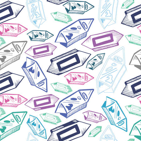 Blue purple candy pattern, candy doodle sketch pattern, vector seamless pattern, blue candy background, candy sketch, blue shades drawn on a white backgroundのイラスト素材