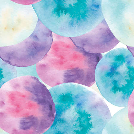Seamless watercolor pattern, blue and purple watercolor circles and spots.の写真素材