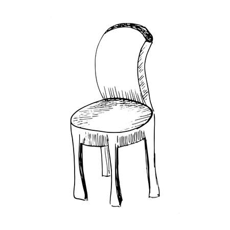 Chair. Simple doodle illustration. Single chair isolated on white background.  sketch style illustration.の写真素材