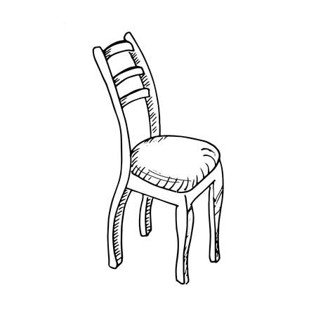 Chair. Simple doodle illustration. Single chair isolated on white background.  sketch style illustration.の写真素材