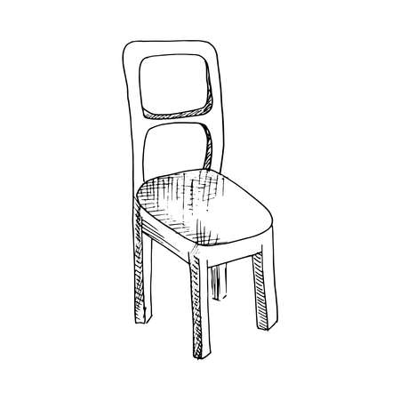 Chair. Simple doodle illustration. Single chair isolated on white background.  sketch style illustration.の写真素材