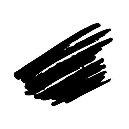 Hand drawn black ink brash stroke. Simple abstract element. Single, careless painted vector. Black, isolated on a white background. Grunge design.のイラスト素材