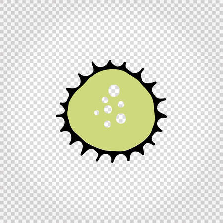 Virus and bacteria hand drawn icon. Simple colored green doodle illustration. Isolated on transparent. Vector.のイラスト素材