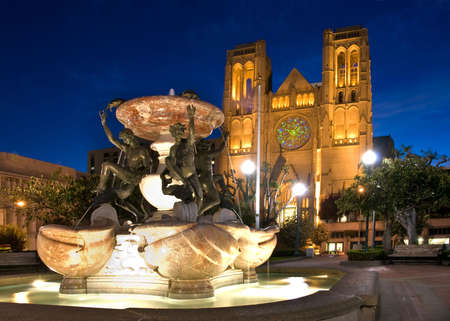 Huntington Park and Grace Cathedral at Nob Hill in San Francisco, California.の写真素材
