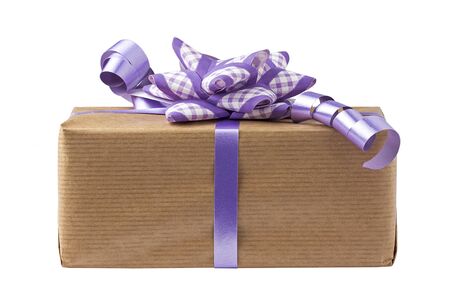 Lilac Bow Gift Box Isolatedの写真素材