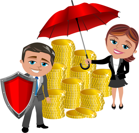 Consultants protecting financial investment isolatedのイラスト素材