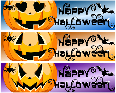 Collection Happy Halloween horizontal bannersのイラスト素材