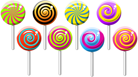 Collection of Spiral Swirly Lollipops isolatedのイラスト素材