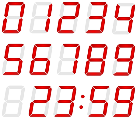 Set of digital numbers made of red led isolatedのイラスト素材