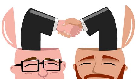 Satisfied Open Minded Businessmen handshaking isolatedのイラスト素材