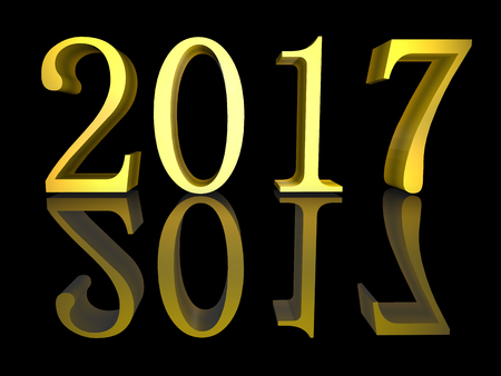 3D illustration Golden text New Year 2017 isolated on black