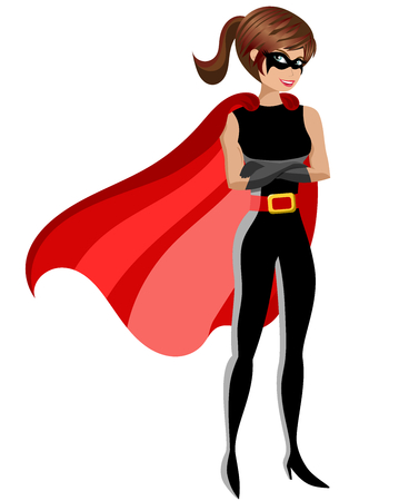 Superhero woman standing with crossed arms isolatedのイラスト素材