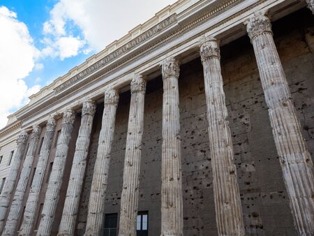 Remains of the Temple of Hadrian in piazza di Pietra in Rome, Italyの写真素材