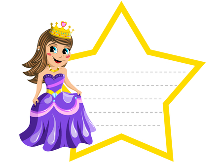 Little cute princess blank star shape border isolated on whiteのイラスト素材