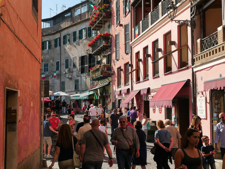 Nemi, Italy - June 2017: People walking in the streets of the ancient village at festival of strawberryのeditorial素材