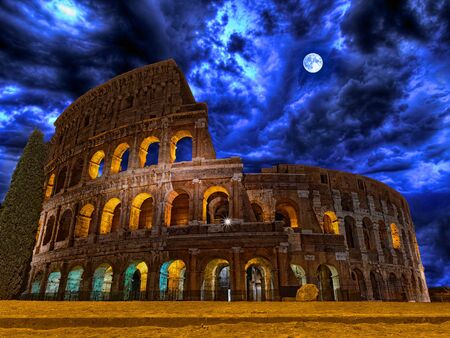 Colosseum by night Rome Italyの写真素材