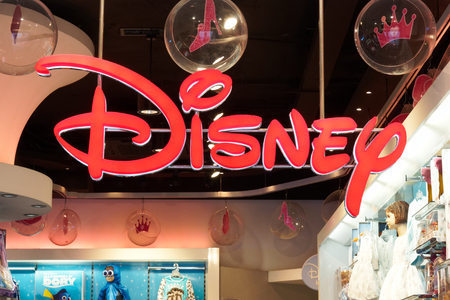 Bologna, Italy - August 2016: sign at disney store in downtownのeditorial素材