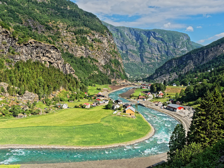 Valley Landscape Norway from Flamsbana trainの写真素材