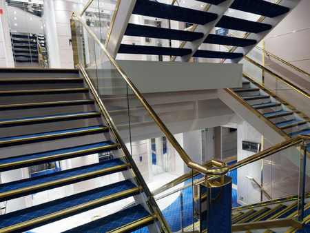 Blue velvet step staircase indoor